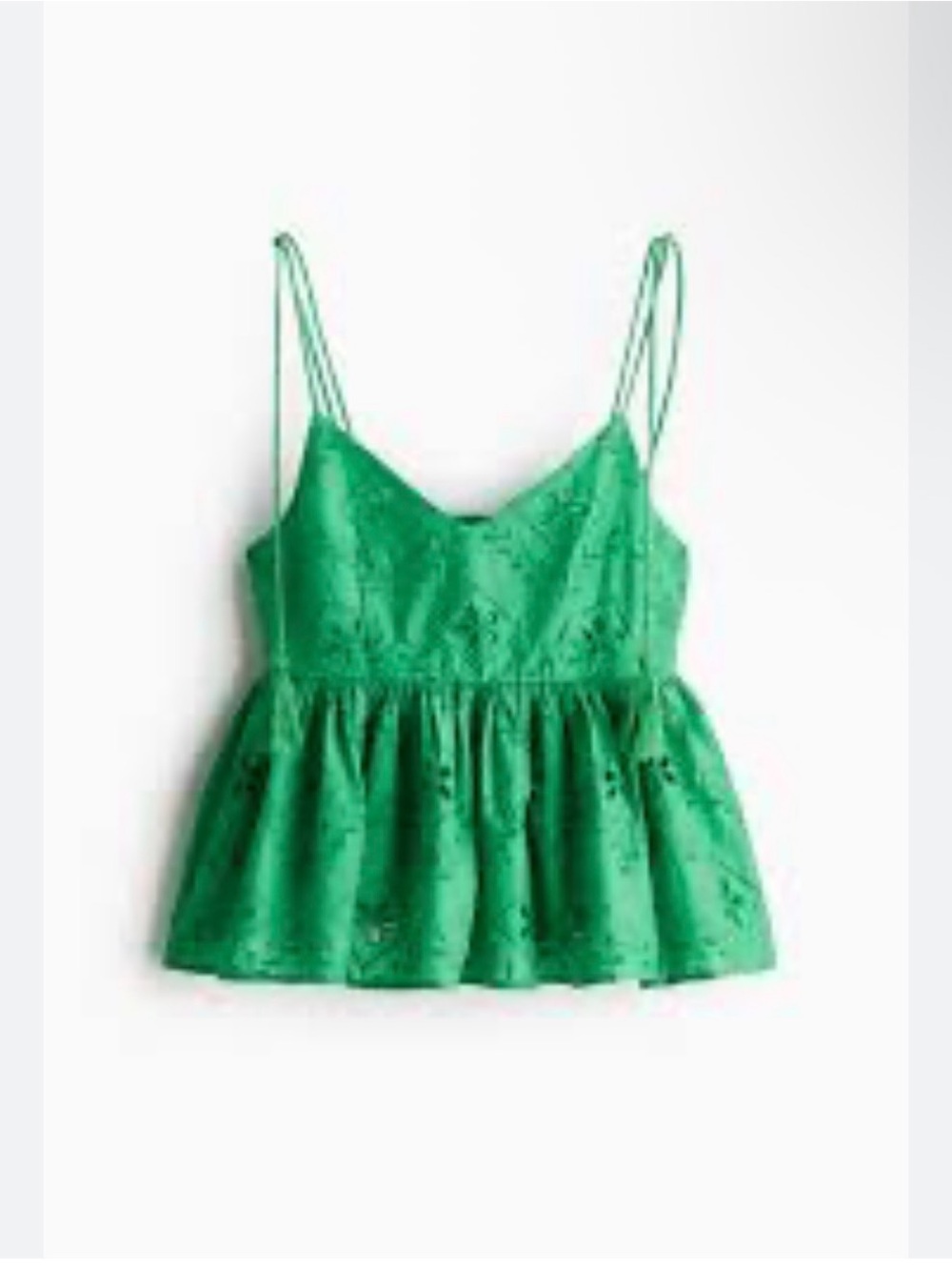 H&M Emerald Green Lace Eyelet Peplum Cami